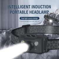 LED Headlamp With Motion Sensor IPX4 Waterproof Bright Rechargeable Headlight Head Lamp Flashlight 5 Modes Outdoor Fishing