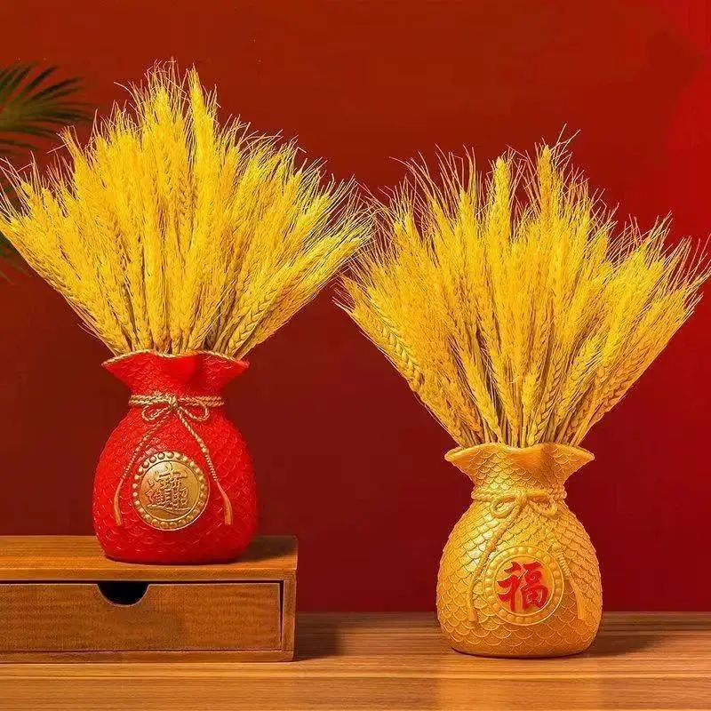 Chinese Lucky Money Bag Shaped Ceramic Vase Good Fortune Embossed Decor Vase for Housewarming Party Gift Home Decor