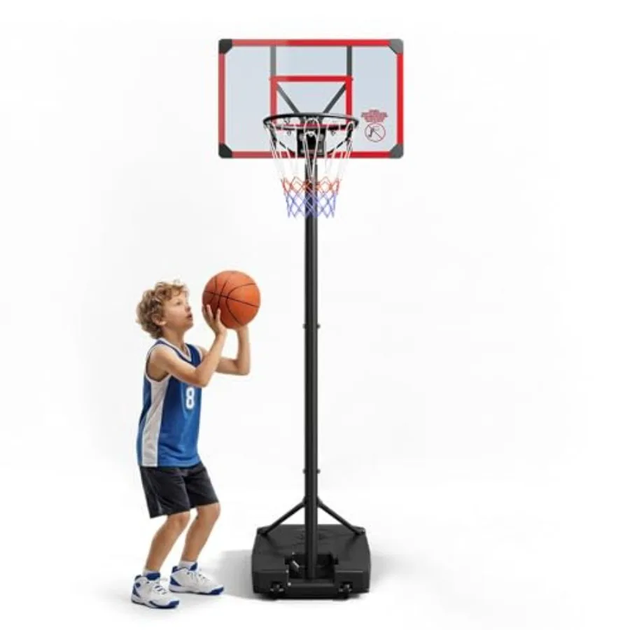 

Portable Basketball Hoop for Backyard Driveway Use, Steel Frame with Blue Finish, Height Adjustable 4.82-8.53ft, Stable Enlarge