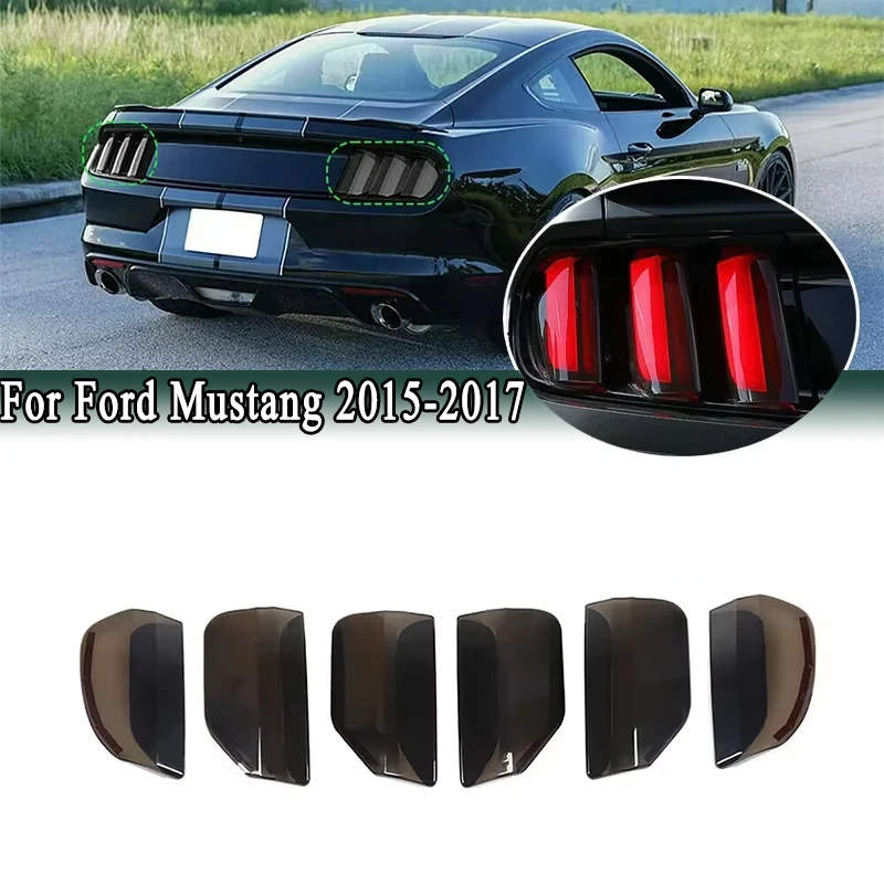 

For Ford Mustang 2015-2017 6Pcs Rear Tail Light Shell Decorative Cover Taillight Lamp Guard Trim Frame Bezels Hood Smoked Black