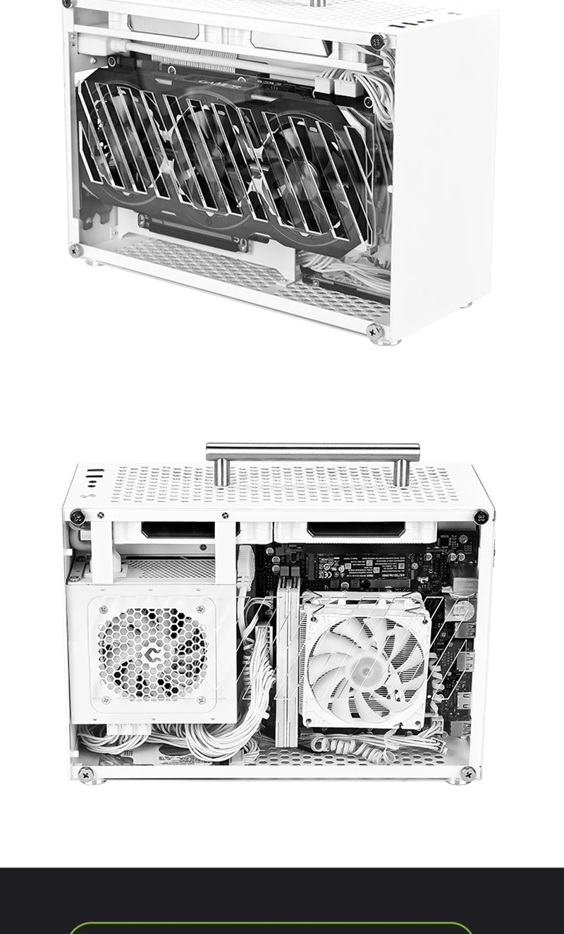 METALFISH T60 Mini ITX Schwarzes Gehäuse 9L Gaming-Computergehäuse Kompakter transparenter PC-Unterstützung SFX PSU/300 mm GPU – Detail 14
