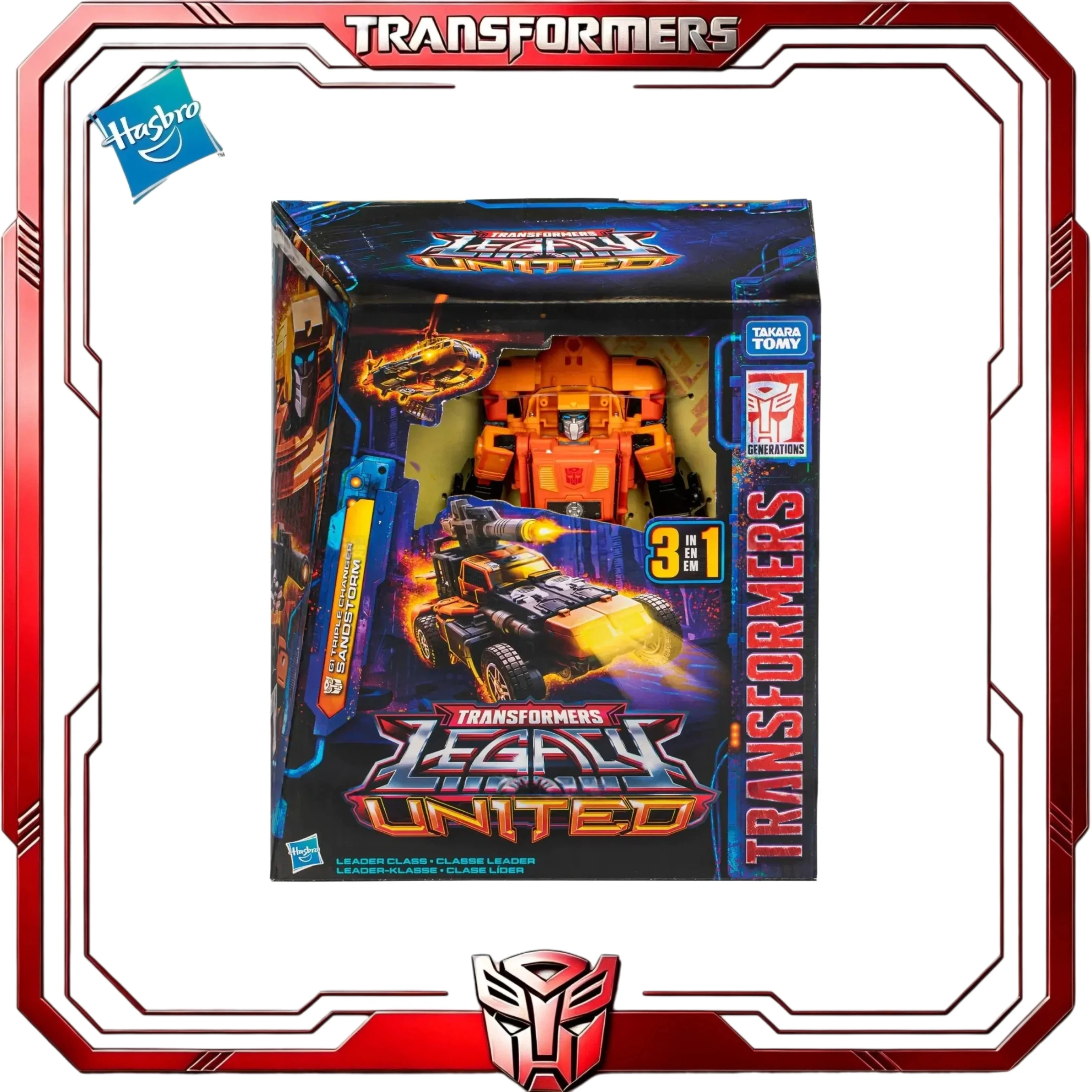 Op voorraad Transformers Legacy United Leader Sandstorm Hasbro G1 Triple Changer 3in1 Buggy Helicopter Action Figure voor fans