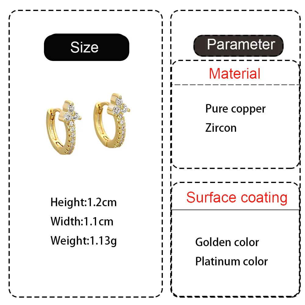 925 Stamp Silver Needle 14k Gold Plated Sparkling Zircon Flowers Mini Hoop Earrings For Women Party Elegant Fasion Jewelry