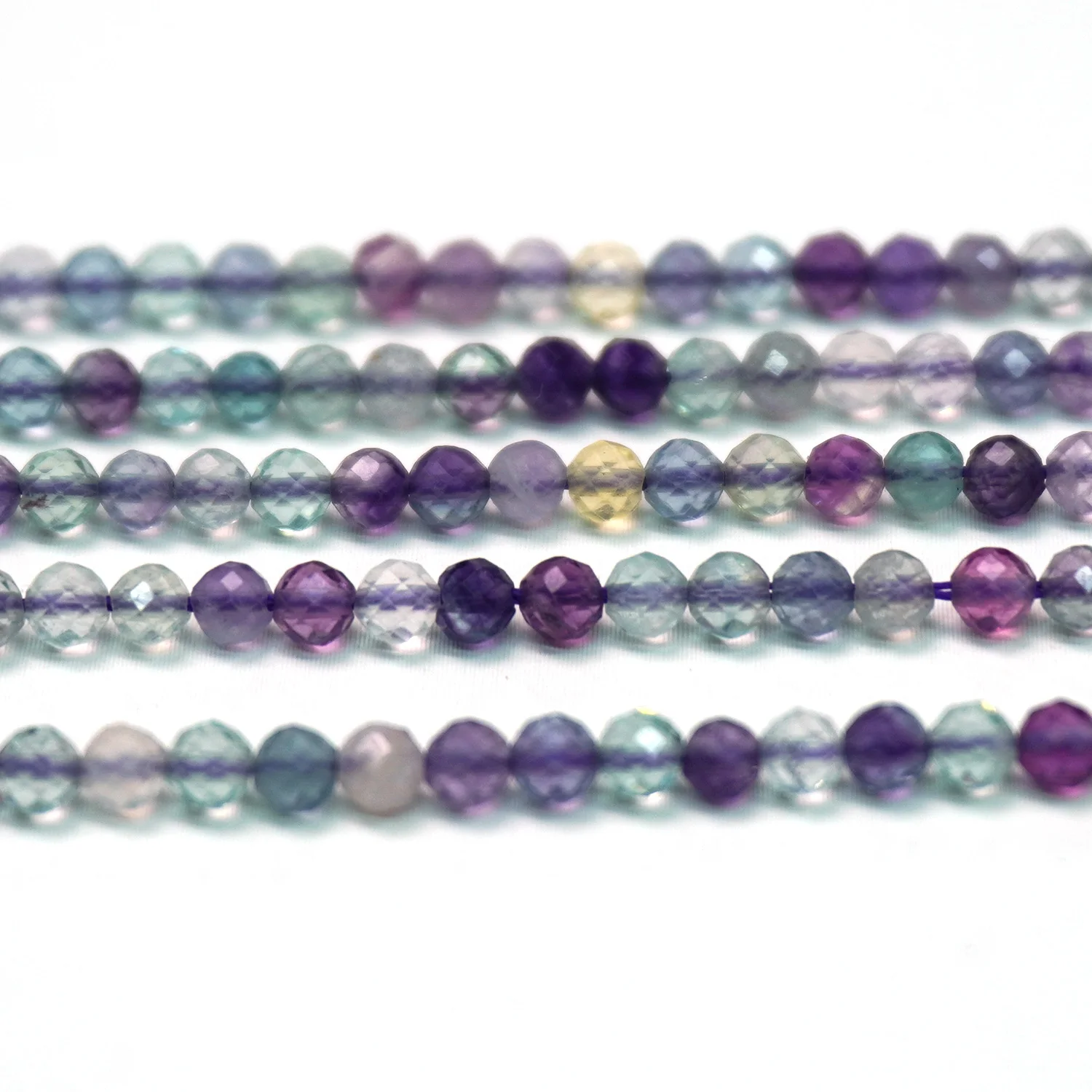 Natural 3mm (2strands) Colorful Fluorite Faceted Shinny Round Loose Beads For Jewelry Making DIY Bracelets Necklace Strand