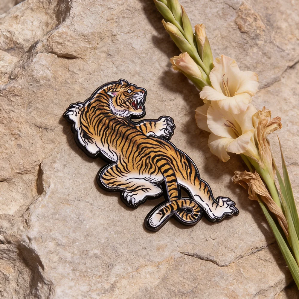 Chinese Zodiac Tiger Enamel Pin Fashion Wild Animal Brooch for Jacket Lapel Badge Jewelry Gift view 5