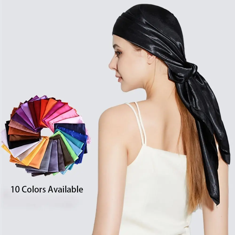 女性用スクエアサテンスカーフ,だぶだぶ,シルクスカーフ,バンダナ,化学療法キャップ,帽子,ネッカチーフ,ヒジャーブ,90x90cm