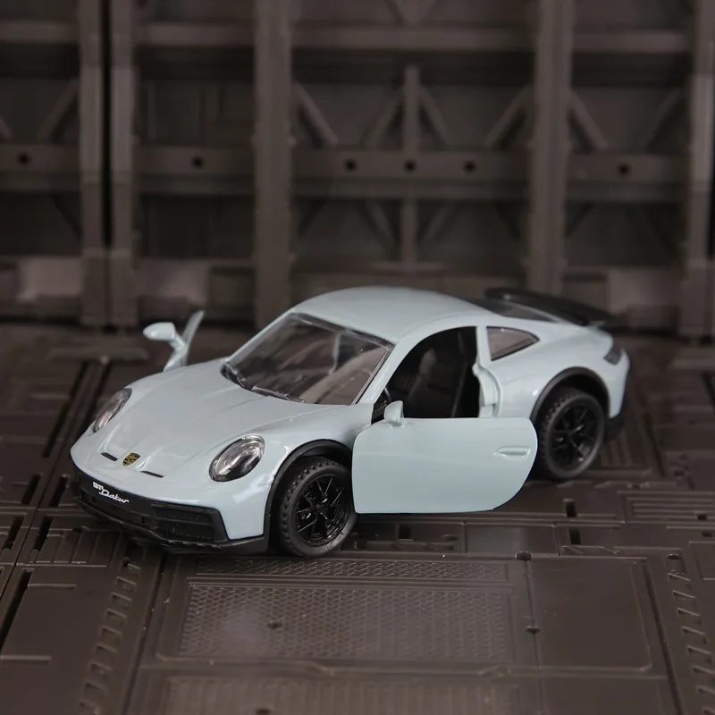 1:32 911 DaKar Alloy Sports Car Model Diecast Toy Ornament Doors Opened Sound Light Pull Back Miniature Models Toddler Kids Gift