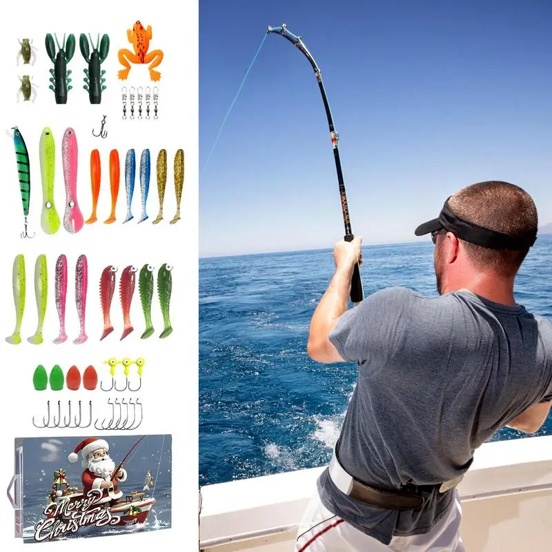 2024 Fishing Tackle Advent Calendar Fishing Lures Set Fishing Gear 24 day Christmas Countdown Calendar Gifts Fishing Lures Set