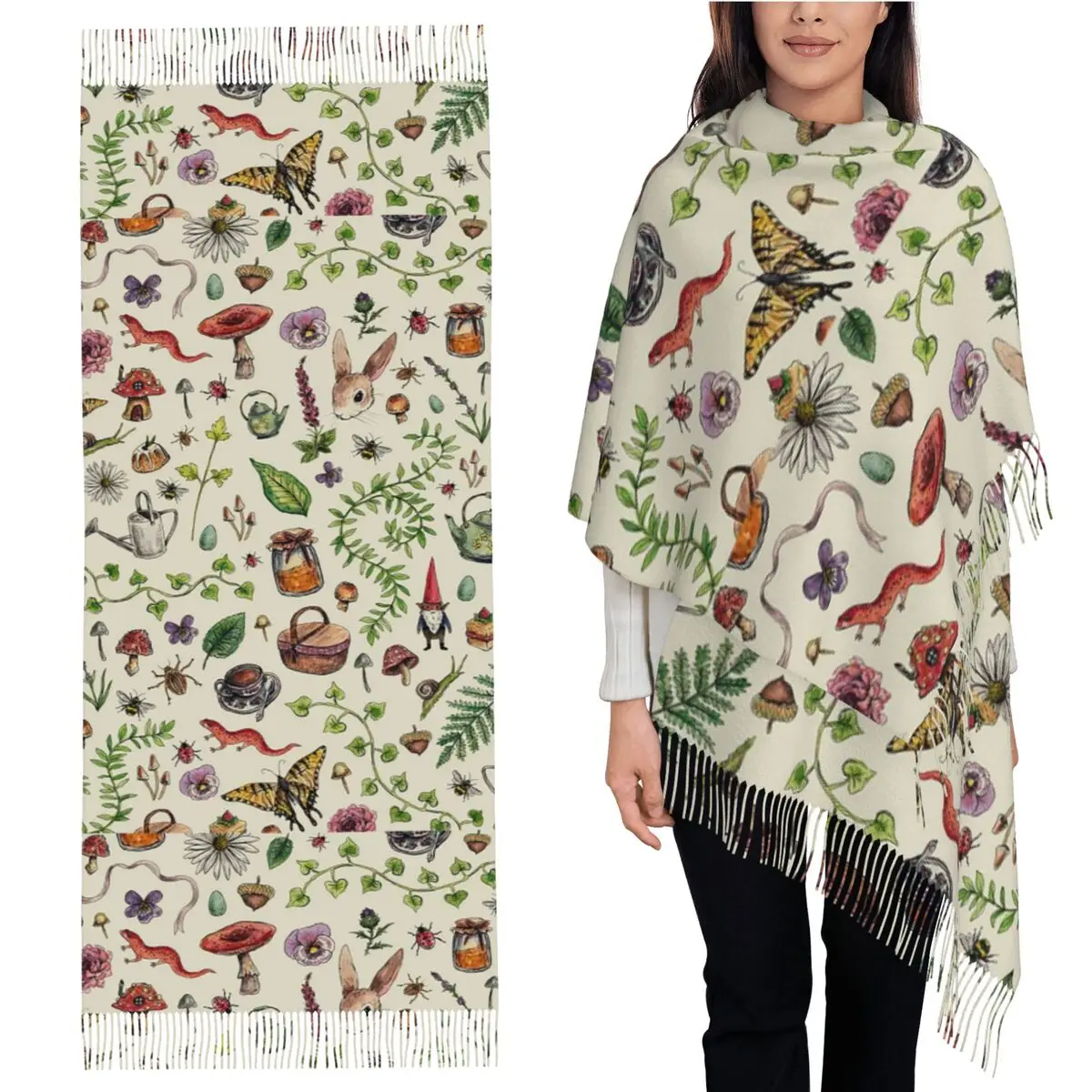 

Cottagecore светло-зеленый шарф с кисточками, женские мягкие теплые шали и накидки, длинная осенне-зимняя шаль