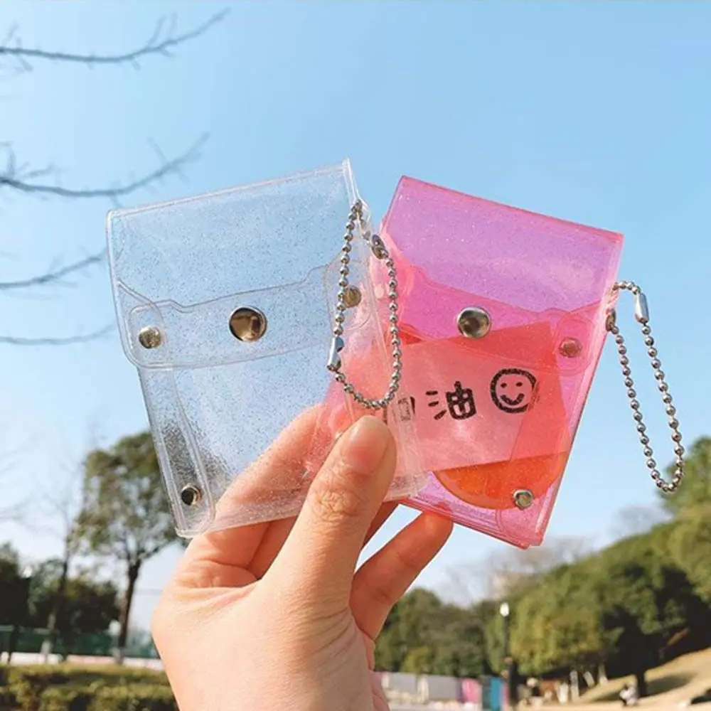 sequin transparent coin purse lipstick bag cute pink girl keychain wallet fashion transparent PVC mini bag