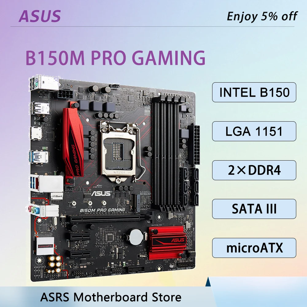 ASUS B150M PRO GAMING B150 Motherboard LGA 1151 Support 6th Gen i5-7500 i5-6500 i7-7700 i3-6100 CPU DDR4 Micro ATX SATA 3 PC
