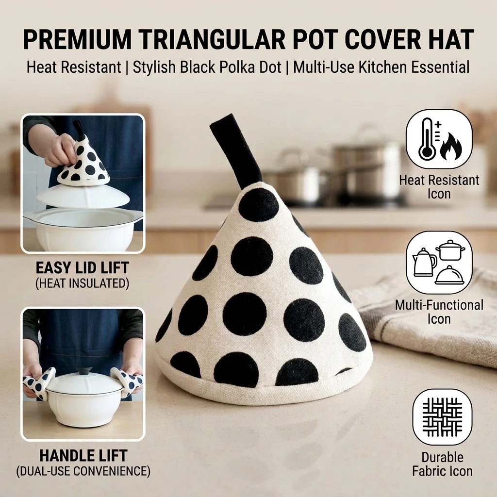 Triangle Pot Handle Cap Non-slip Heat Insulation Glove High Temperature Resistance Cotton Oven Gloves Portable Kitchen Gadget