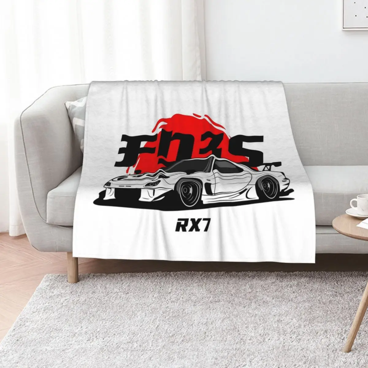 White RX 7 JDM Throw Blanket Travel Flannels Stuffeds Winter beds Baby Soft Plaid Blankets