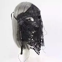 Beauty Mysterious-Masque intégral en voile de dentelle noire pour adultes, masque de danse de célébrité Internet, fête de chant d'anniversaire de vacances 3