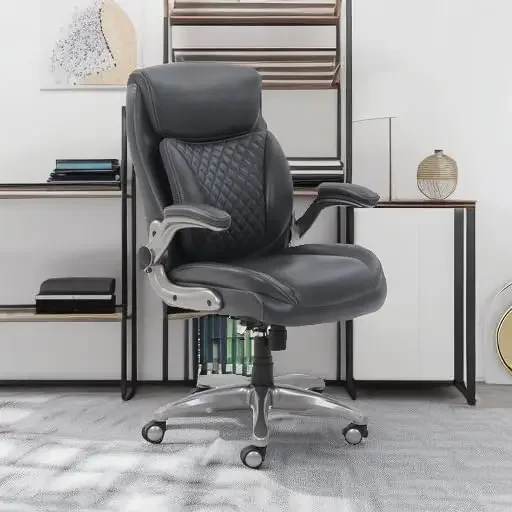 Executive Office Desk Chair with Flip-up Armrests, Adjustable Height, Tilt and Lumbar Support, 29.5