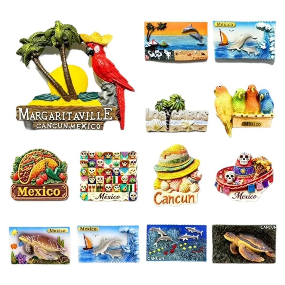 Mexico Cancun Fridge Magnet 3D Resin Tourist Souvenir Magnets for Refrigerator Home Decoration