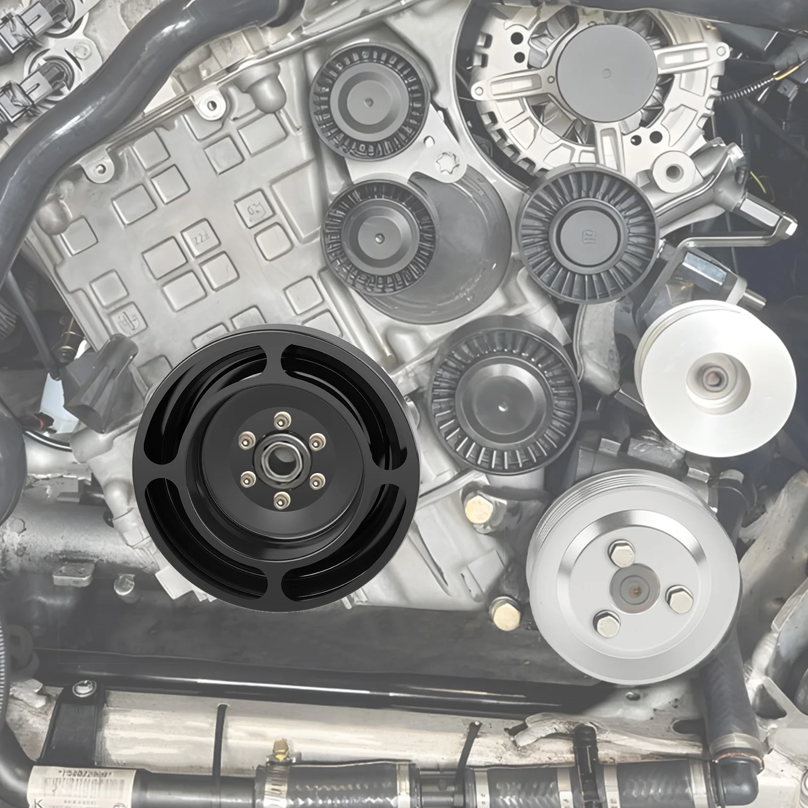 BEVINSEE N54 Motor Billet Aluminium Kurbelwellenriemenscheibe für BMW E90 E91 E92 E93 335i für BMW E82 E87 135i 1M, Ersatz für 11227558083 – Detail 4