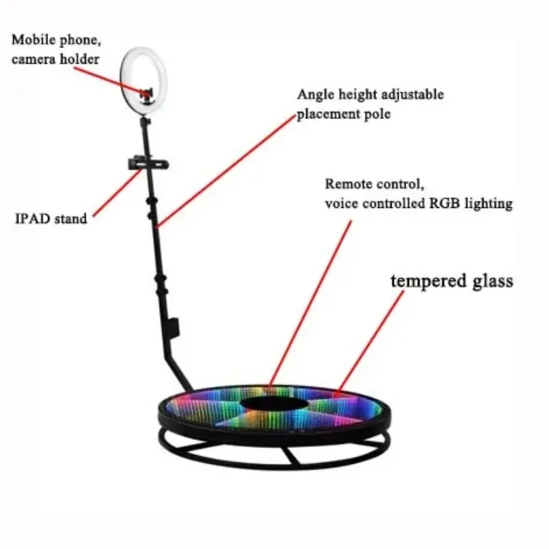 جديد كابينة تصوير زجاجية 360 مستودع الولايات المتحدة الأمريكية 68 سنتيمتر 80 سنتيمتر 360 كابينة فيديو 100 سنتيمتر مع حافظة الطيران #6