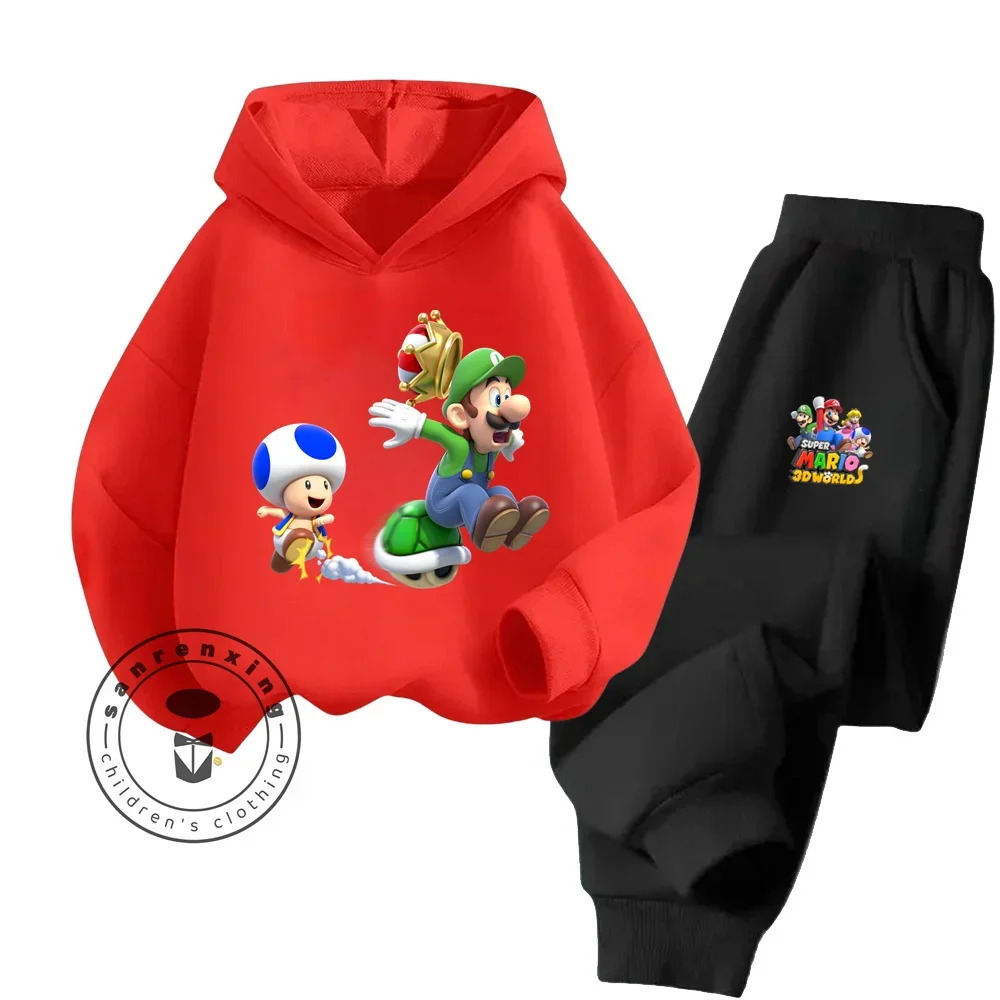 

Chic Mario Hoodie Set Boy Girl Elegantly Minimalistic Cartoon Character Affordable Stylish Design Suitable for Colder Months