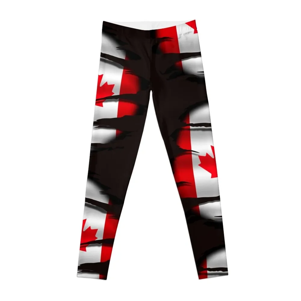 

Canada - Torn Flag - Tattoo Leggings Women's sports sports woman gym Womens Leggings