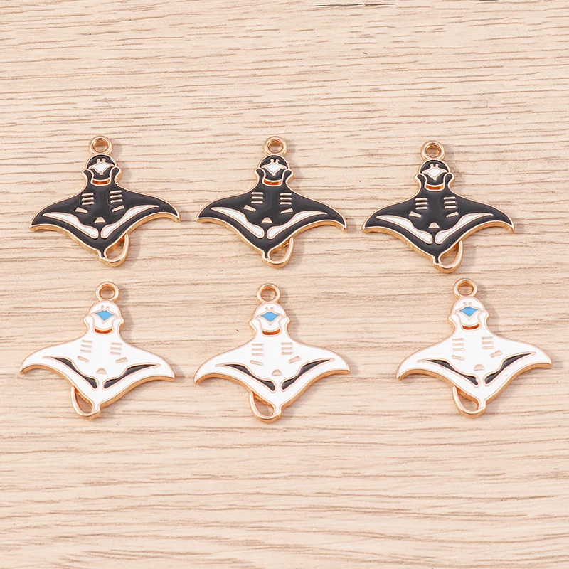 Tusember 20 Stück Niedliche Weiße und Schwarze Mantarochen-Fisch-Anhänger Cartoon-Tier-Anhänger für Ohrringe, Schlüsselanhänger, DIY-Schmuckherstellung Zubehör – Detail 2