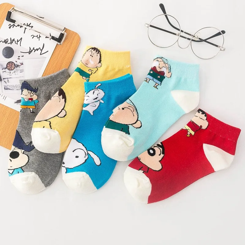 Crayon Shin-chan Cartoon Casual Socks Kawaii Socks Cute Anime Pure Cotton Lovely Short Sock Charm Small Gift