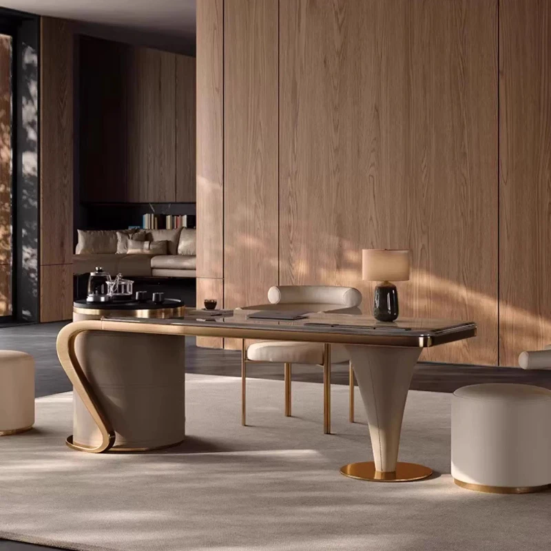 Light Luxury Modern Living Room Home Office Desk Executive Ufficio Living Room Furniture Executive Stone Office Desk Integrated