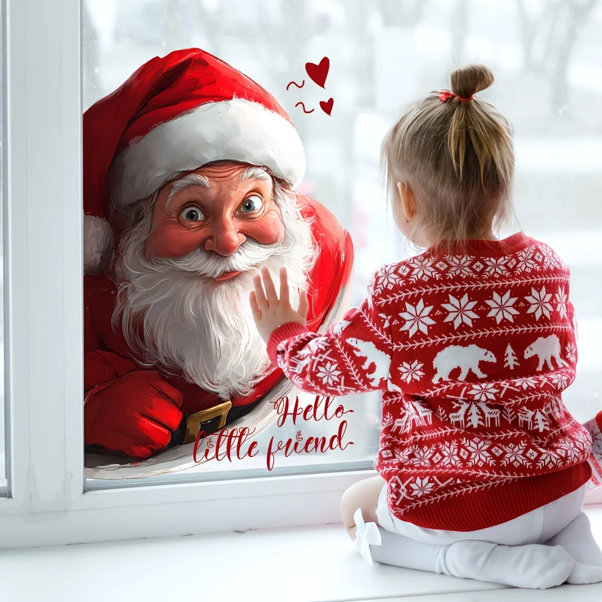 1-statischer Fensteraufkleber „Static Cling“: Weihnachtsmann, die perfekte Wahl für Weihnachts- und Winterfeiern, Weihnachtsdekoration als Geschenk