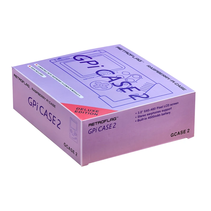 Retroflag-GPi Case 2 Deluxe Edition com Dock, Bolsa de Transporte, 3.0 "LCD, 4000mAh Bateria Recarregável, Raspberry Pi CM4 Lite, eMMC