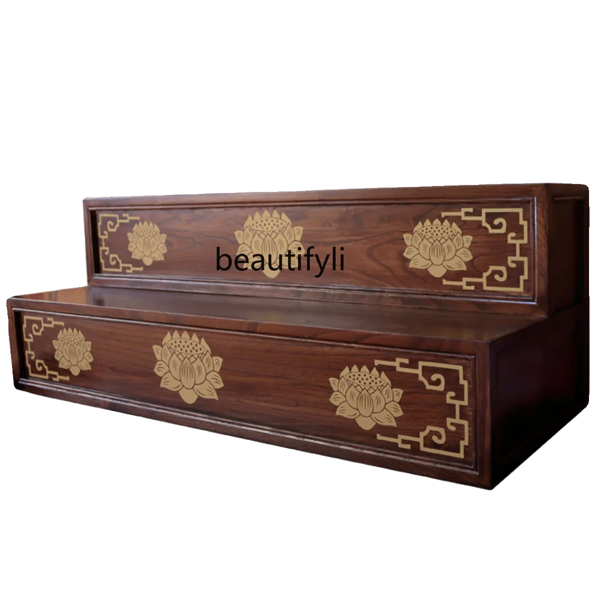 

Multi-layer solid wood casket base cabinet Tibetan three-layer Buddhist cabinet painted table heightening pad