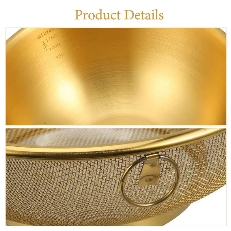 NEW Stainless Steel Colander and Bowl Set Kitchen Pasta Strainer Basket Mesh Strainer Basket Drainer Rice Basket Washer Bowl