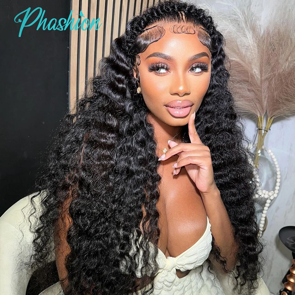Phashion 28 30 Zoll 13x6 Lace Frontal Loose Water Curly Deep Preplucked Swiss Transparent Long Full Front Only 100 % Echthaar – Detail 10