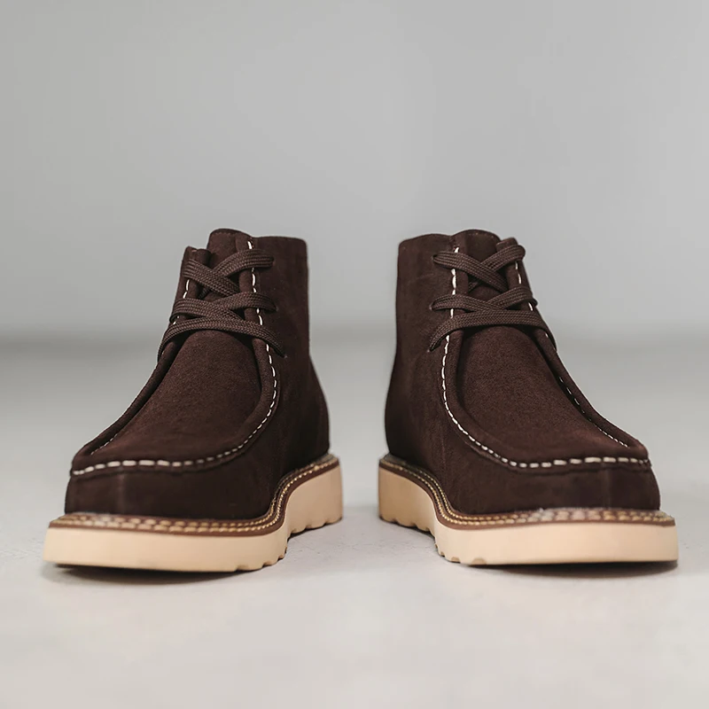 Men Shoes Japanese Retro Work Boots Men Short Boots Thick Sole Breathable High Top Personalized Kangaroo Shoes