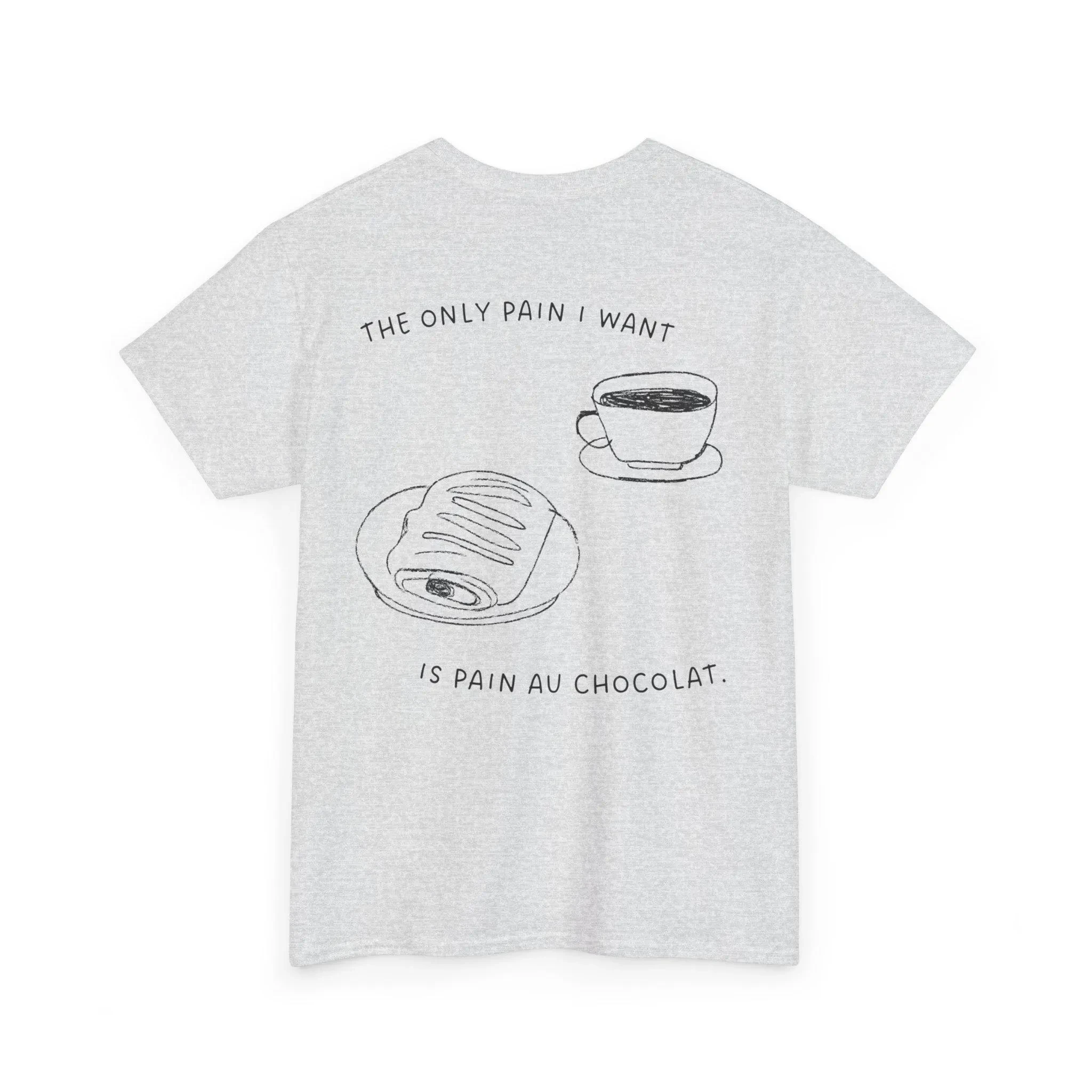 Men and Women Casual All-purpose T-shirt for Breakfast Lovers. T-shirt with Food Back Print Pattern. Student Healthy Snack.