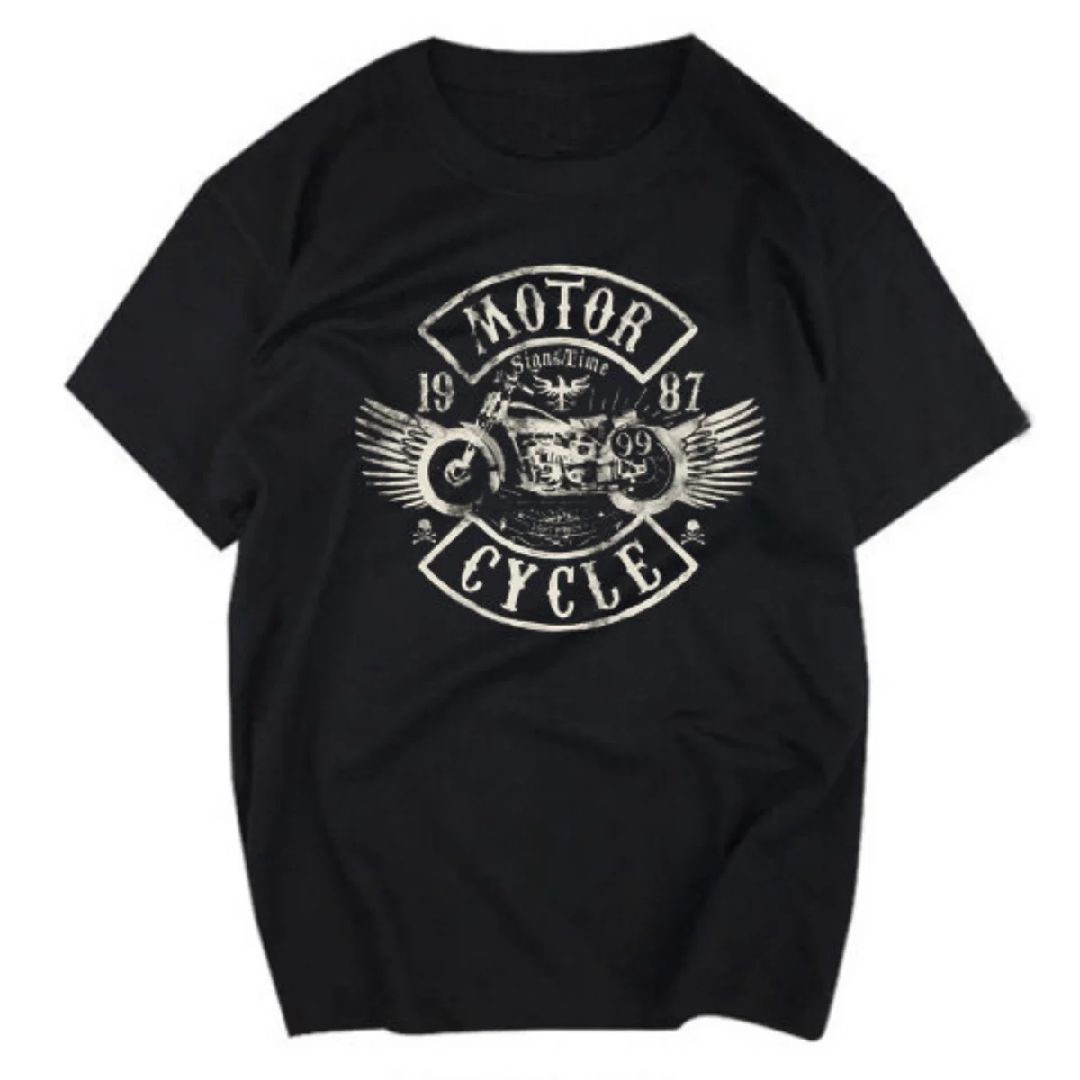 2026 Hipster T-shirt Hipster Men It Short Sleeve Europe and America Hip Hop MMJ Skull Punk Rock Punk Scooter Riding Motorcycle