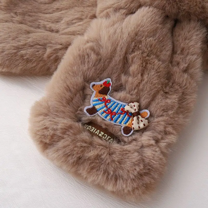 ใหม่ผ้าพันคอการ์ตูนเด็กน่ารักดัชชุนด์ปักลายผ้าคลุมไหล่ฤดูหนาวผ้าพันคอที่อบอุ่นและกันลมของขวัญสำหรับเด็ก