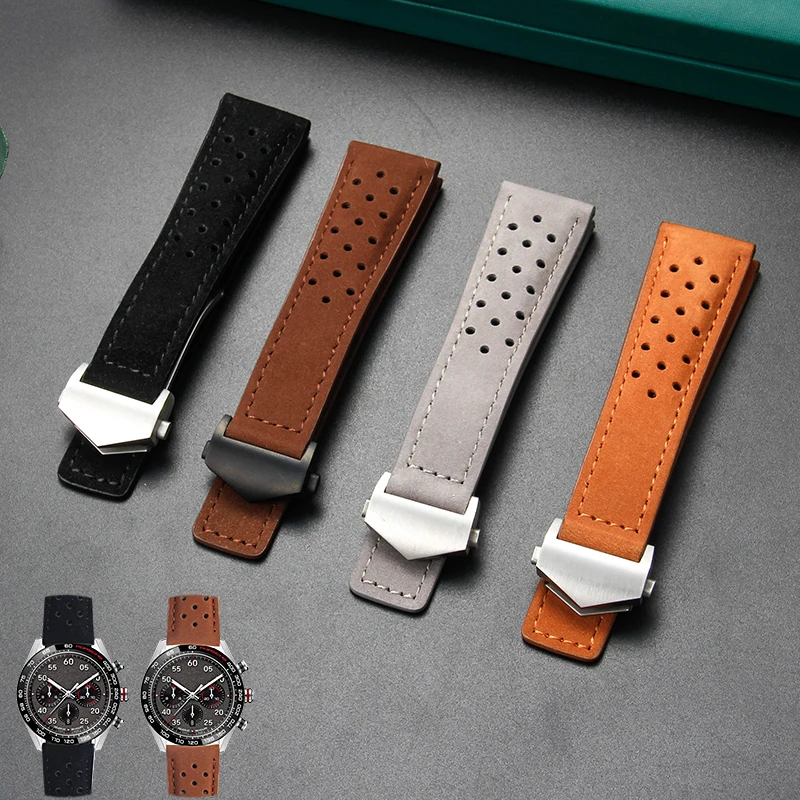 High Quality Genuine Cow Leather Watch Strap for Tag Heuer Series Elastic Comfortable Waterproof Sweatproof Watchbands 22mm