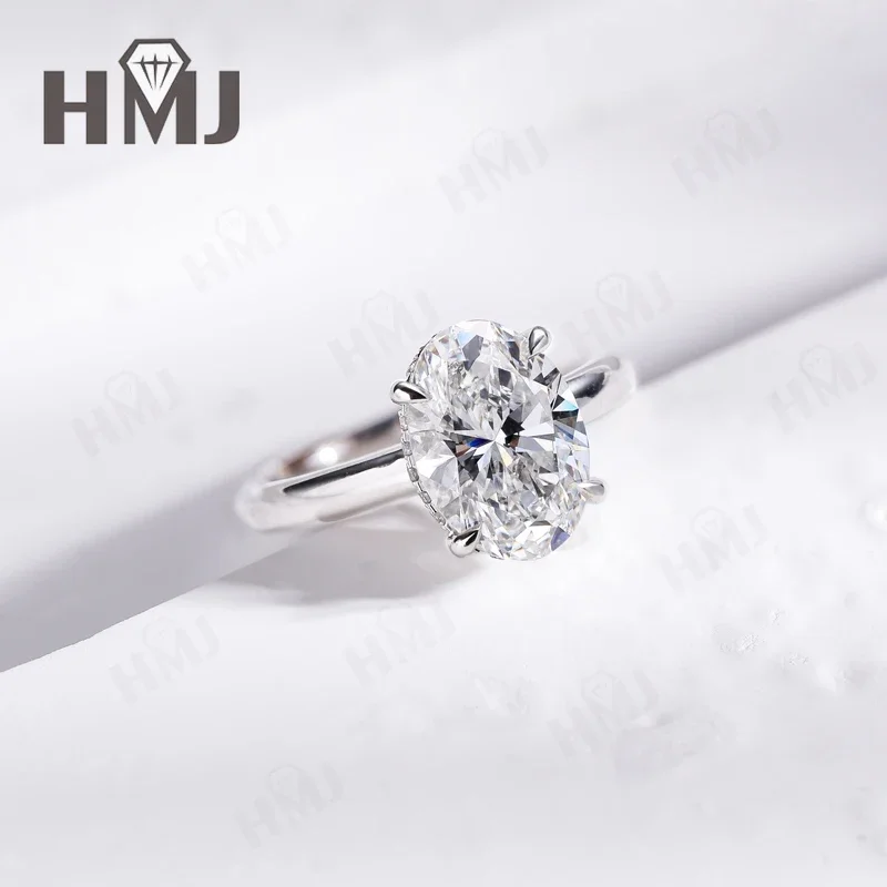 Ring Lab Grown Diamond 2ct Oval Cut DEF VS/VVS CVD HPHT Real 10K 14K 18K Gold PT950 with Certificate Classical Anniversary Gift