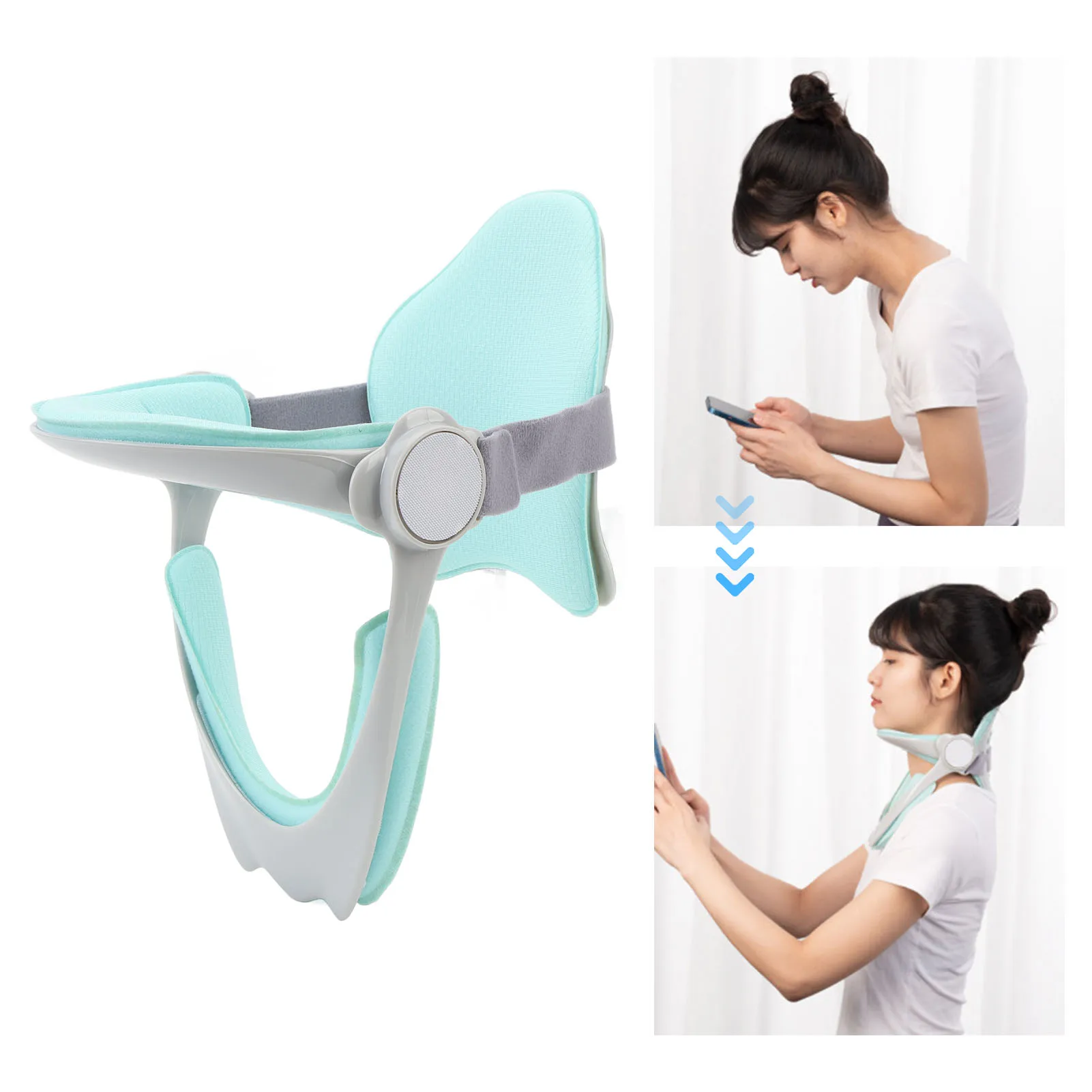 

Neck Brace for Posture 360 Degree Adjustable Breathable Ergonomic Adjustable Neck Brace Prevent Head Bowing Soft for Students