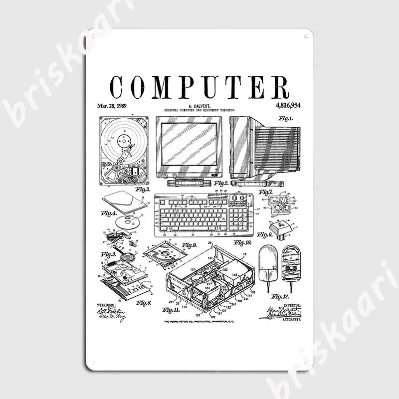 Computer Gamer Geek Vintage It Pc Hardware Patent Print Metal Plaque Poster Vintage Wall Decor Club Bar Tin Sign Poster