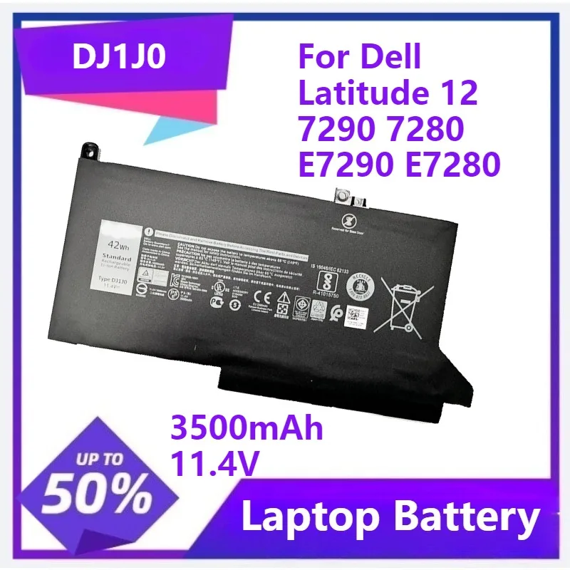 

DJ1J0 Laptop Battery For Dell Latitude 12 7290 7280 E7290 E7280 13 7380 7390 E7380 E7390 14 7490 7480 E7480 E7490 C27RW 3500mAh