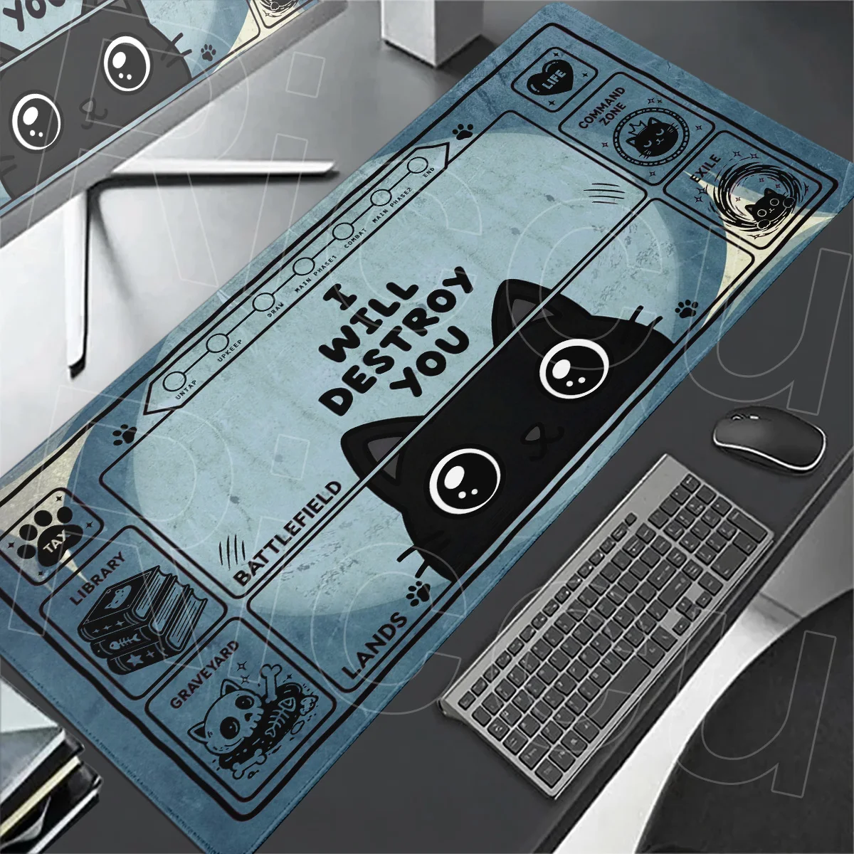 Mouse Pad Stitch Edge PC Office Keyboard Mat XXL HD Print Black Cat Desk Pad Hot Sales Item Magic The Gathering E-sports Playmat