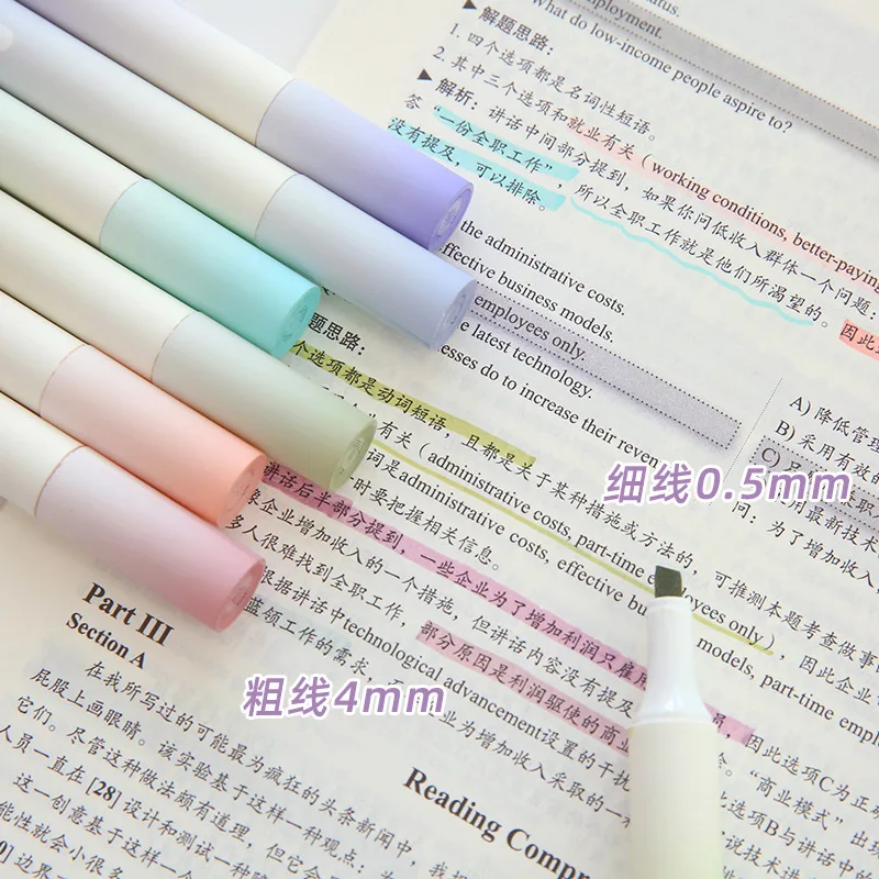 4PCS Color Markers Highlighter Pen Set Kawaii Markers Soft Head Focus on Notes Painting School Art Supplies Stationery