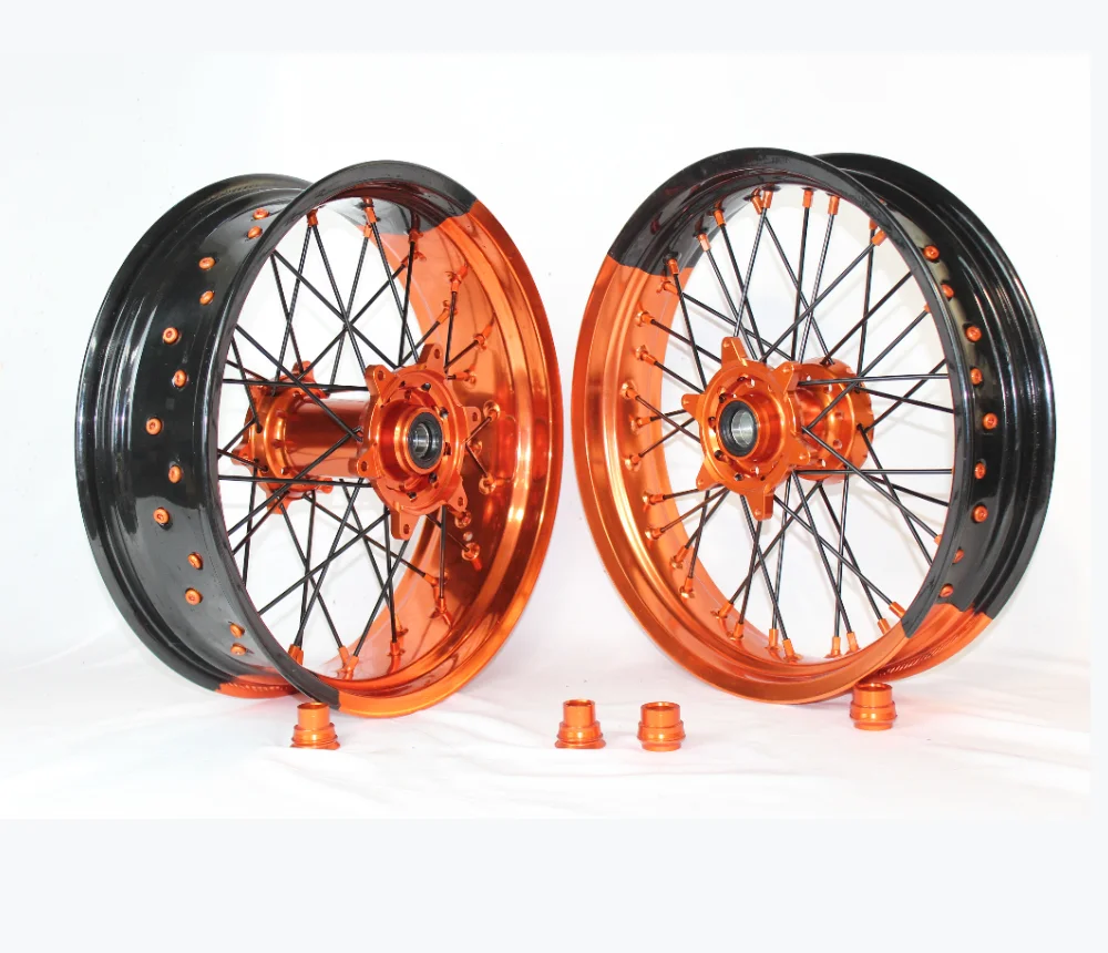 

17 Inch Bicolor Two Color Ktm Motorcycle Alloy Supermoto Wheels For SXF 450