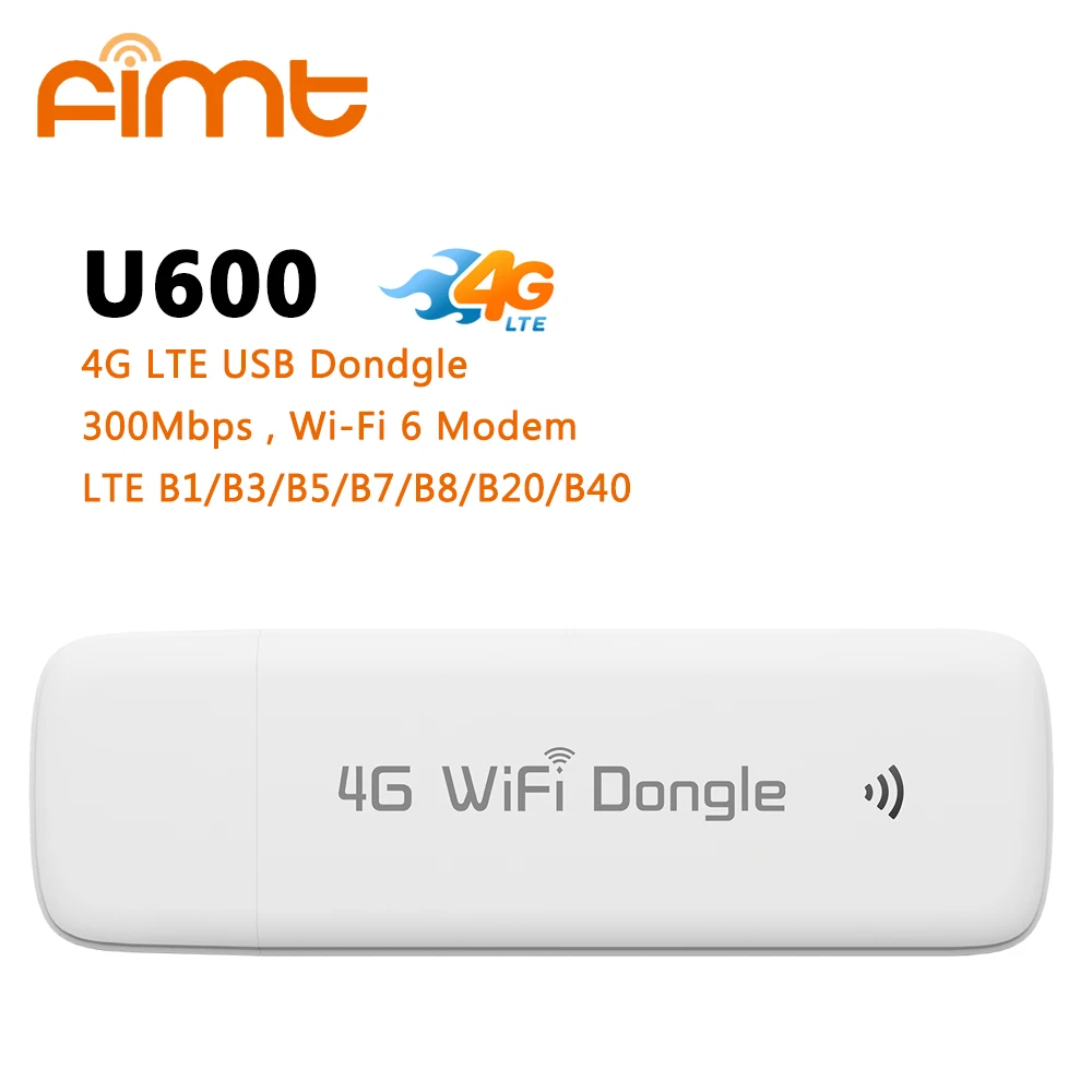 ดองเกิลไวไฟ 6 รุ่น Fimt รองรับ 4G LTE พร้อมช่องใส่ซิมการ์ดแบบนาโน โมเด็ม USB 4G พกพา ความเร็ว 300Mbps ฮอตสปอตแบบพกพา รองรับผู้ใช้ 16 คน