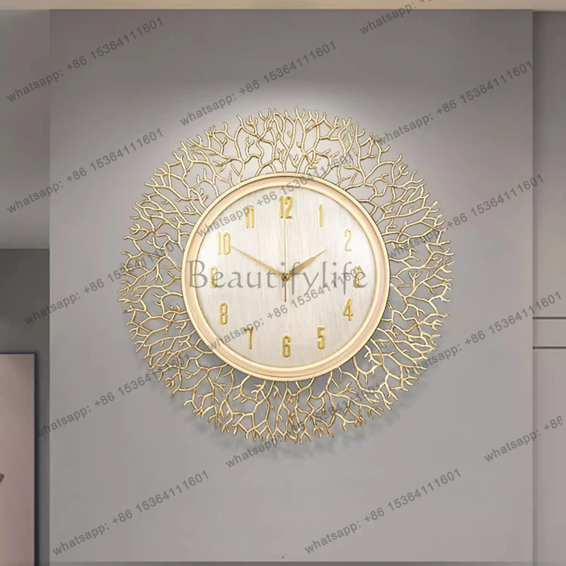 Round Silent Wall Clocks Simple Creative Fashion Restaurant Nordic Wall Watch Living Room Luxury