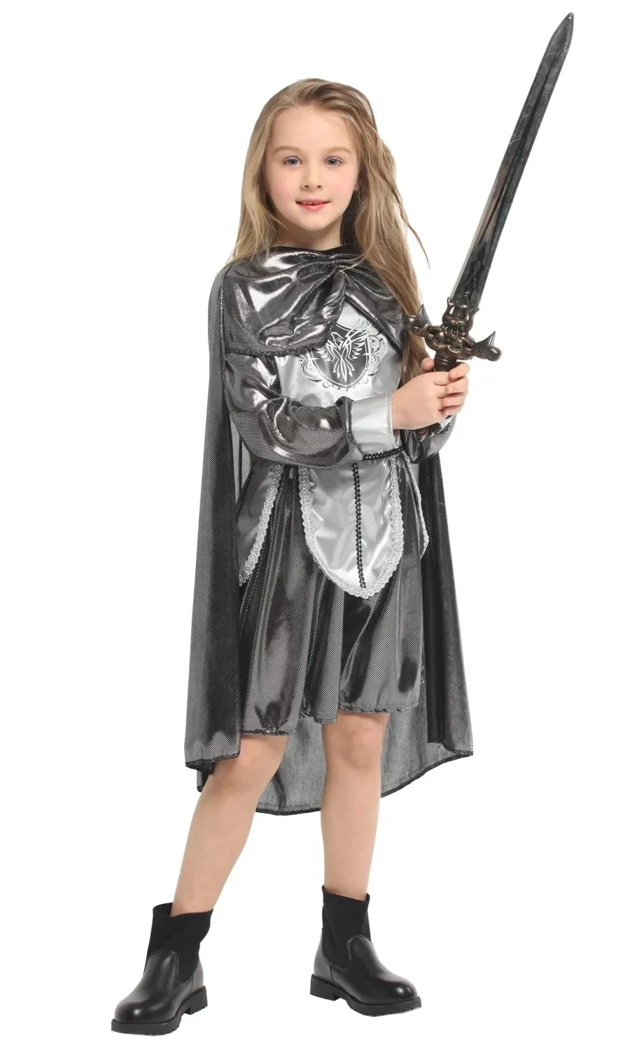 Girls Halloween Warrior Costume Kids Children Knight The Crusades Cosplay Carnival Purim Stage Play Masquerade Rave Party Dress