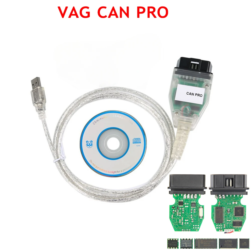 VAG CAN PRO V5.5.1 with FTDI FT245RL VCP OBD2 Diagnostic Interface USB Cable Support Can Bus UDS K Line With Dongle for AUDI/VW