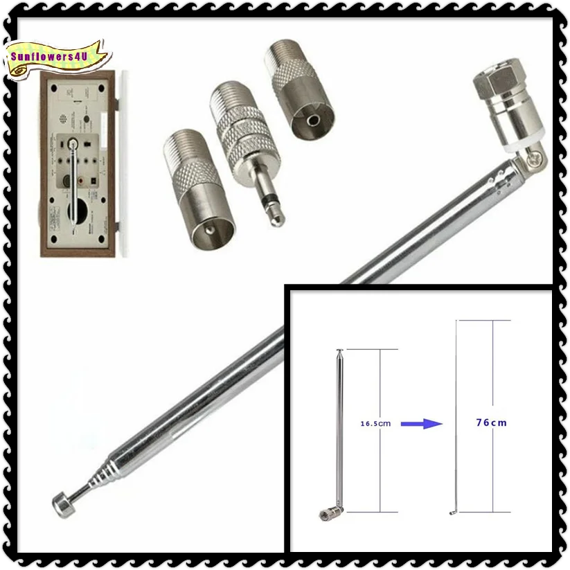3.5mm Rod Antenna 5Pcs FM Radio Adapter Set for Stereo Receiver Amplifier Quick Connect for Home Audio Clarity