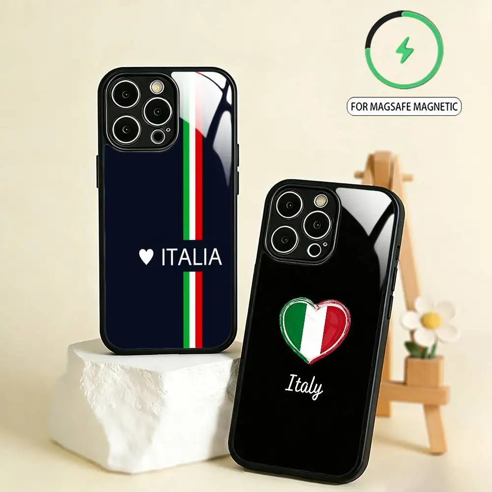 I-Italian Style F-Flag Phone Case For iPhone17,16,15,14,13,12,11 Plus,Pro Max Magnetic For Magsafe Wireless Charging